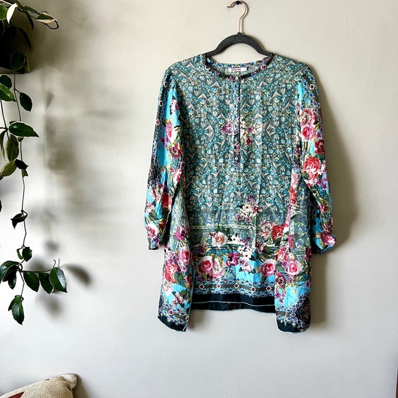 Johnny Was Besimo silk tunic top S - Picture 4 of 13
